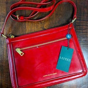 Vintage NWT Ralph Lauren Swing Red Leather Cross Body - Vermilion Red